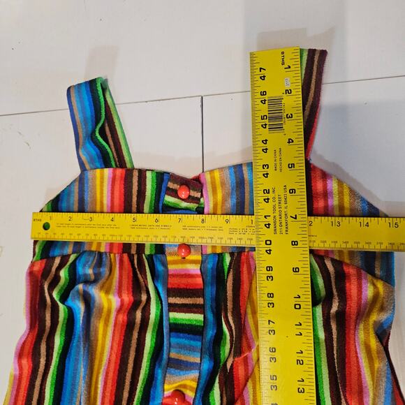 Vintage 1970's Rainbow Striped Terry Maxi Dress Retro Hippie 70's Women's S 3684 - Picture 4 of 7